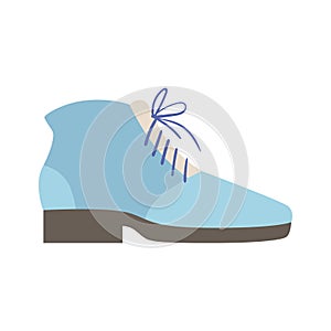 Blue Lace-up Shoe, Isolated Footwear Flat Icon, Shoes Store Assortment Item