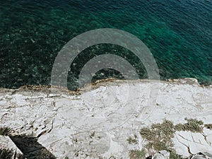 Blue lagon mediterranian sea and rocks photo