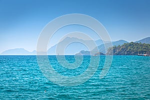 Blue lagoon of the beach on Turkish Riviera near Tekirova