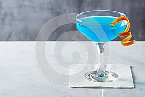 Blue Lagoon or Blue Hawaii Cocktail with Twist