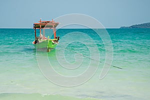 Blue lagoon with a boat
