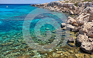 Blue lagoon at Cape Greko coast. Cyprus photo