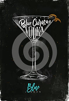 Blue lagoon cocktail chalk color