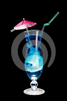 Blue Lagoon cocktail isolated