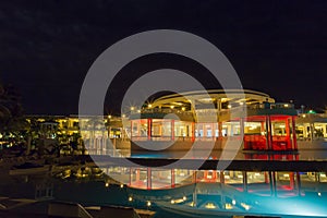 Blue lagoon and Grand Palladium at night