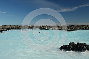 Blue Lagoon Grindavik BlÃ¡a LÃ³niÃ° - blue color comes from silicates reflecting light, Iceland