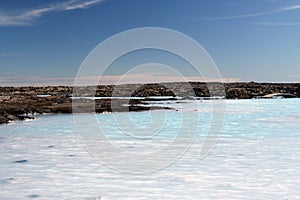 Blue Lagoon Grindavik BlÃ¡a LÃ³niÃ° - blue color comes from silicates reflecting light, Iceland