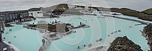 BLUE LAGOON, ICELAND - MAR 08: People bathing in The Blue Lagoon