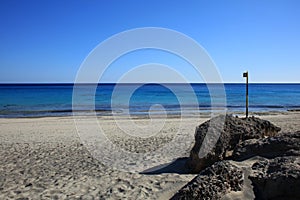 Blue lagoon kedrodasos beach creta island rocky cost clear waters covid-19 season holidays modern background high quality print