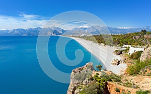 Blue lagoon and Konyaalti beach in Antalya, Turkey