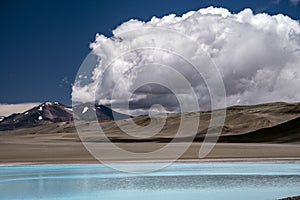 Blue lagoon Laguna Azul, volcano Pissis, Catamarca, Argentina photo