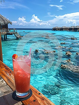 Blue Lagoon at an overwater bungalow in the Maldives