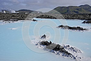 Blue Lagoon and power station at Grindavik, Iceland