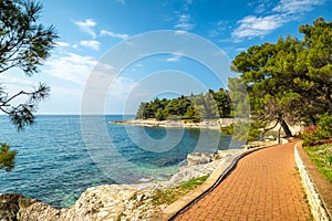 Blue lagoon sea bay in Porec.