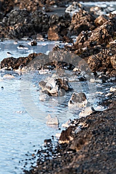 Blue Lagoon thermal water close-up shot in Iceland