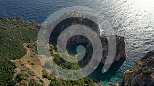 Blue lagoon in Turkey filmed on a drone