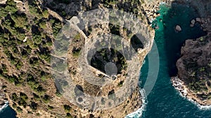 Blue lagoon in Turkey filmed on a drone