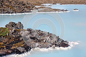 Blue Lagoon, volcanic landscape, mineral deposit.