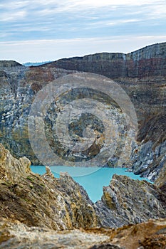Blue Lake in a Crater, One of Three Lake on Kelimutu Volcano