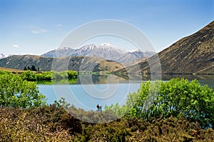 Blue lake and mountain, New Zealand