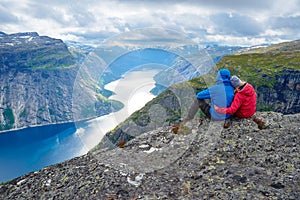 Blue lake in Norway near Trolltunga