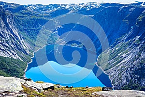 Blue lake in Norway near Trolltunga