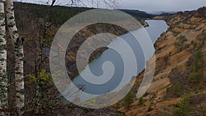 Blue lake in the quarry