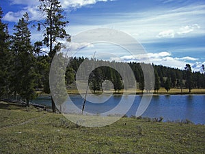 a blue lake in the rocky mountains