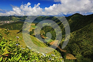 The Blue Lake seen from the Vista do Rei Kingâ€™s View, Sao Miguel island