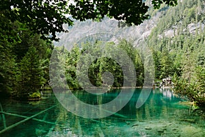 Blue lake in switzerland