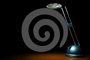 Blue lamp on black
