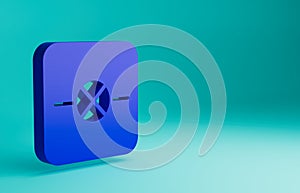 Blue Lamp in electronic circuit icon isolated on blue background. Minimalism concept. 3D render illustration