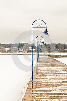 Curved Blue Lamp Posts