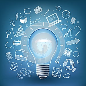 Blue lamp, white pictures, vector