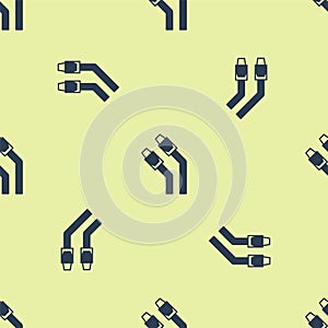 Blue LAN cable network internet icon isolated seamless pattern on yellow background. Vector