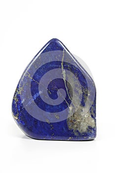 Blue Lapis Lazuli Stone on White Background