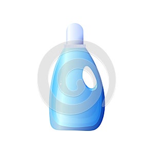 Blue large volume bottle for rinser, bleacher or liquid powder with handle isolated on white background.