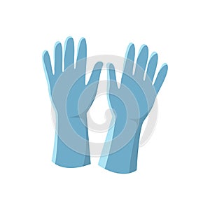 Blue latex gloves vector illustration isolated on white background. photo