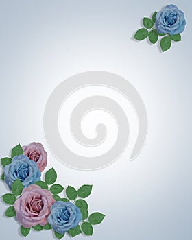 Blue and Lavender Roses Corner Design template