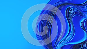 Blue layers of cloth or paper warping. Abstract fabric twist. 3d render illustration