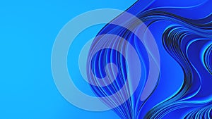 Blue layers of cloth or paper warping. Abstract fabric twist. 3d render illustration