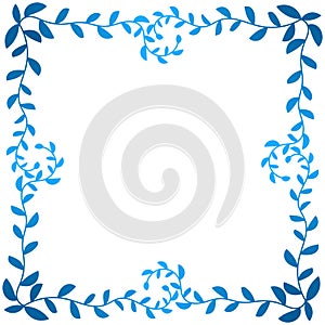 Blue Leaf Branches Frame Border