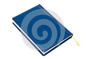 Blue leather covered book isolated on white