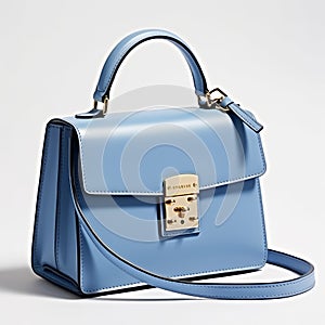 Blue Leather Handbag With Gold Strap - Kodak Elite Chrome Extra Color Style