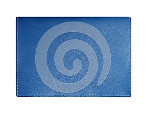 Blue leather notebook isolated on white background