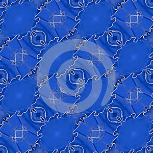 Blue Leather Seamless Pattern