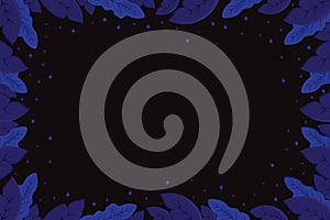 Blue leaves decorative frame flat vector illustration