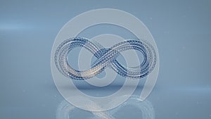 Blue lemniscate mathematical sign 3D rendering illustration