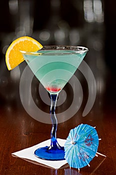 Electric blue lemonade martini