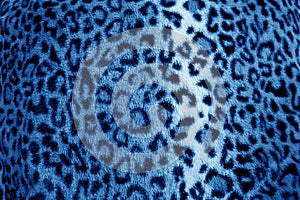 Blue leopard animal print fur pattern - fabric